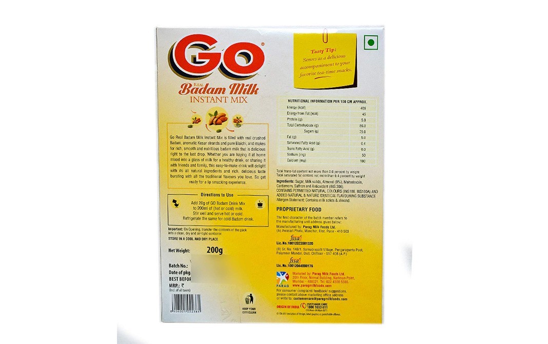 Go Real Badam Milk Instant Mix   Box  200 grams